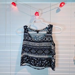 Blue Patterned Crop Top